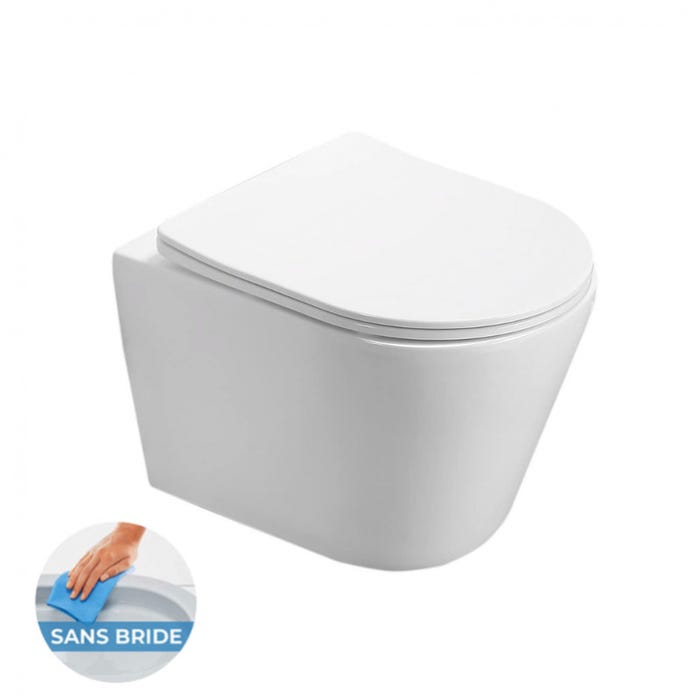 Grohe Pack WC Bâti-support Rapid SL + WC sans bride Infinitio + Abattant softclose + Plaque Chrome (RapidSL-Infinitio-8) 1