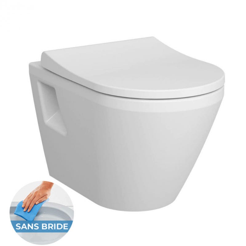 Grohe Pack WC Bâti Autoportant Rapid SL + WC sans bride Integra + Abattant softclose + Plaque chrome (ProjectIntegraRimless2-1) 2