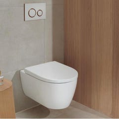 Pack WC Bati-support Geberit Duofix extra-plat + WC sans bride Geberit iCon + Abattant softclose + Plaque blanche (SLIM-iCon-C) 1