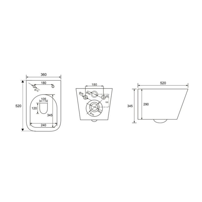 Grohe Pack WC Bâti autoportant + WC sans bride SAT Infinitio Noir mat Design + Abattant softclose + Plaque chrome mat 4