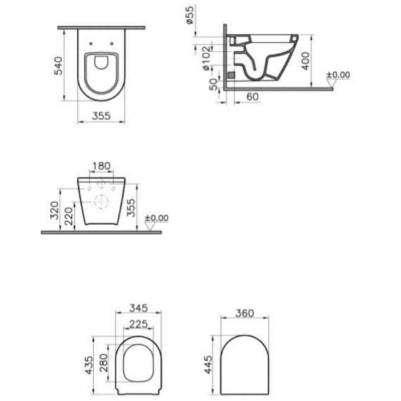 Grohe Pack WC Bâti Autoportant Rapid SL + WC suspendu Integra + Abattant softclose + Plaque chrome mat (ProjectIntegra-5) 4