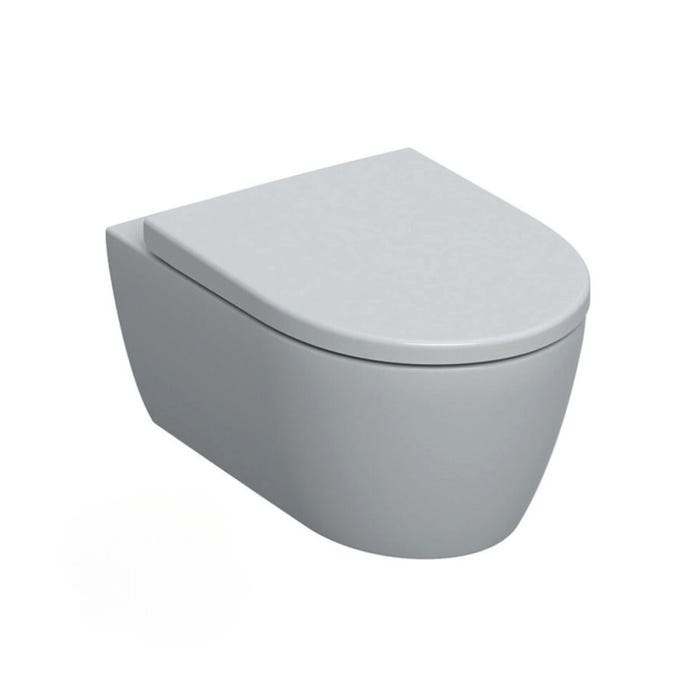 Pack WC Bati-support Geberit Duofix extra-plat + WC sans bride Geberit iCon + Abattant softclose + Plaque blanche (SLIM-iCon-B) 1
