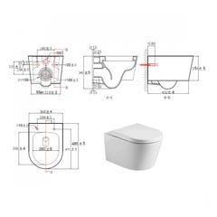 Vitra Pack WC Bâti support en verre trempé/aluminium brossé avec plaque intégrée, Blanc + WC sans bride SAT + Abattant softclose 4