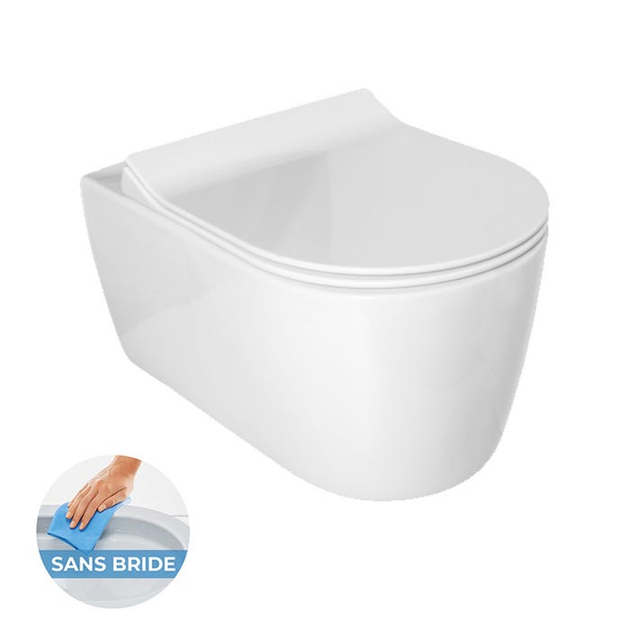 Grohe Pack WC Bâti Autoportant Rapid SL + WC sans bride Alfa avec fixations invisibles + Abattant softclose + Set habillage 2