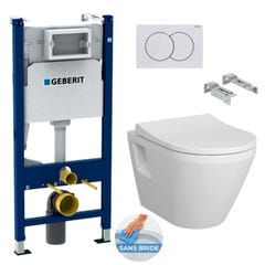 Pack Bati-support Geberit Duofix 112cm + WC sans bride Vitra Integra + Abattant softclose + Plaque blanche 0