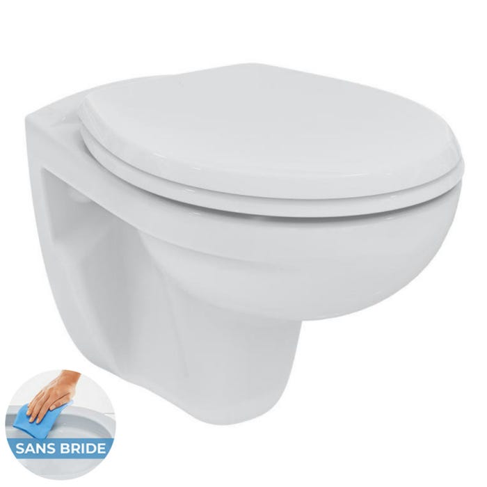 Grohe Pack WC Bâti-support Rapid SL + WC sans bride Porcher avec abattant + Plaque chrome (RapidSL-Porcher-2) 2