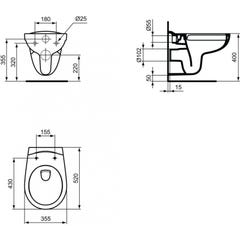 Grohe Pack WC Bâti-support Rapid SL + WC sans bride Porcher avec abattant + Plaque chrome (RapidSL-Porcher-2) 4