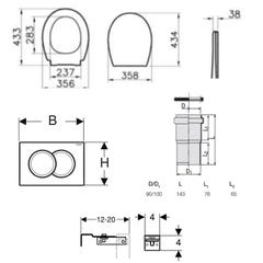 Pack WC Bati-support Geberit Duofix + WC sans bride Vitra Normus + Abattant softclose + Plaque blanche (NormusRimlessGeb3) 4