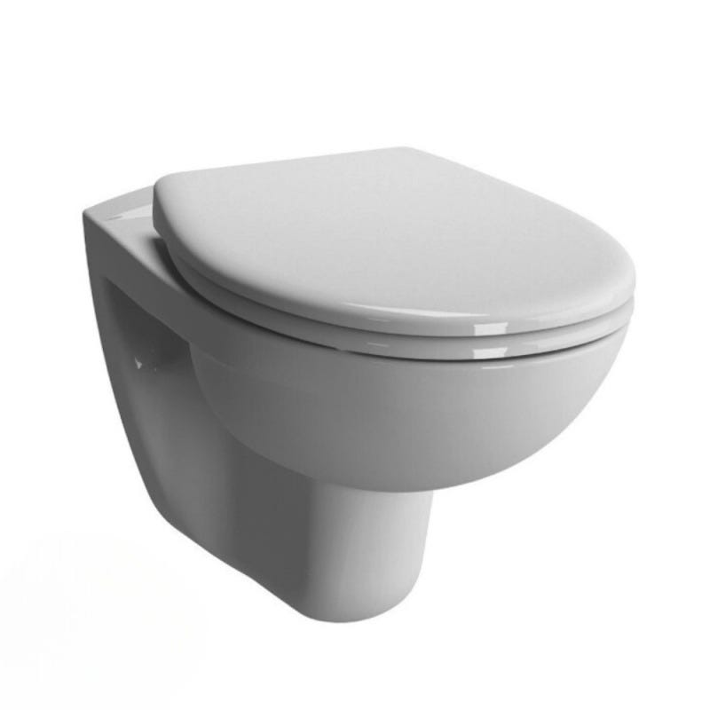 Pack WC Bati-support Geberit Duofix + WC sans bride Vitra Normus + Abattant softclose + Plaque blanche (NormusRimlessGeb3) 1