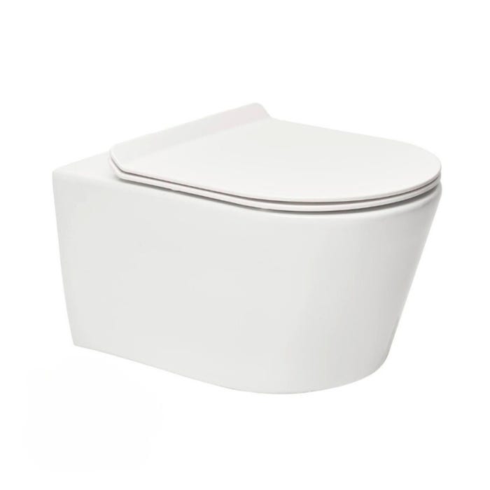 Villeroy & Boch Pack WC Bâti-support + WC sans bride SAT Brevis + Abattant ultra-fin softclose + Plaque blanche (ViConnectBrevis-2) 1