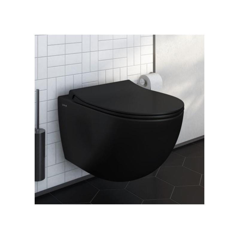 Vitra Sento WC sans bride SmoothFlush + Abattant avec frein de chute, Noir mat (7848-083-6147) 1