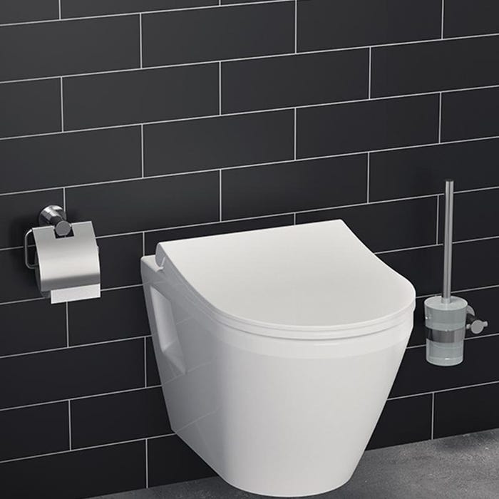 Villeroy & Boch Pack WC bâti-support + WC sans bride Vitra Integra + Abattant softclose + Plaque chrome (ViConnectIntegraRim2-3) 1