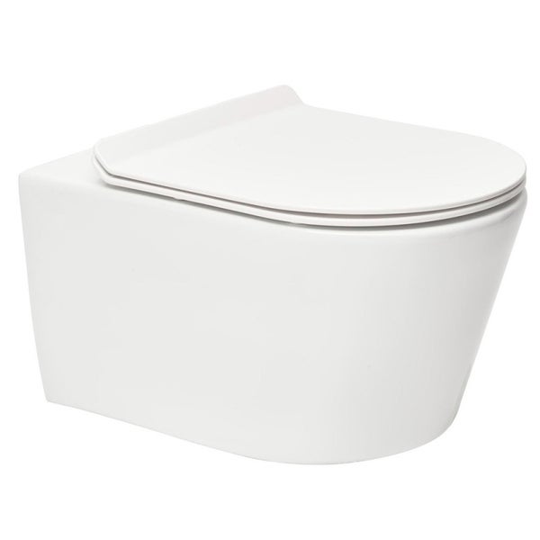 Geberit Pack Bâti-support 112cm + WC sans bride SAT Brevis + Abattant ultra-fin, softclose + Douchette bidet + Plaque blanche 1