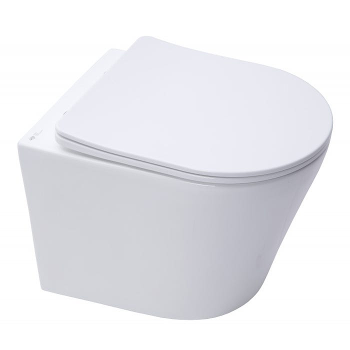Grohe Pack WC Bâti-support autoportant + WC suspendu sans bride SAT + Abattant frein de chute + Plaque Blanc + Set d'habillage 2