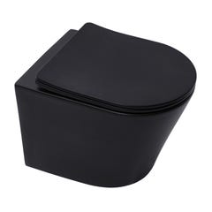 Grohe Pack WC Bâti autoportant + WC sans bride SAT Infinitio Noir mat + Abattant softclose + Plaque chrome mat 2