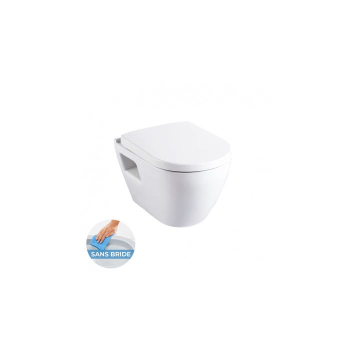 Grohe Pack WC Bâti-support avec Cuvette Serel Solido Compact sans bride + Abattant softclose + Plaque blanche (RapidSL-SM26-3) 2
