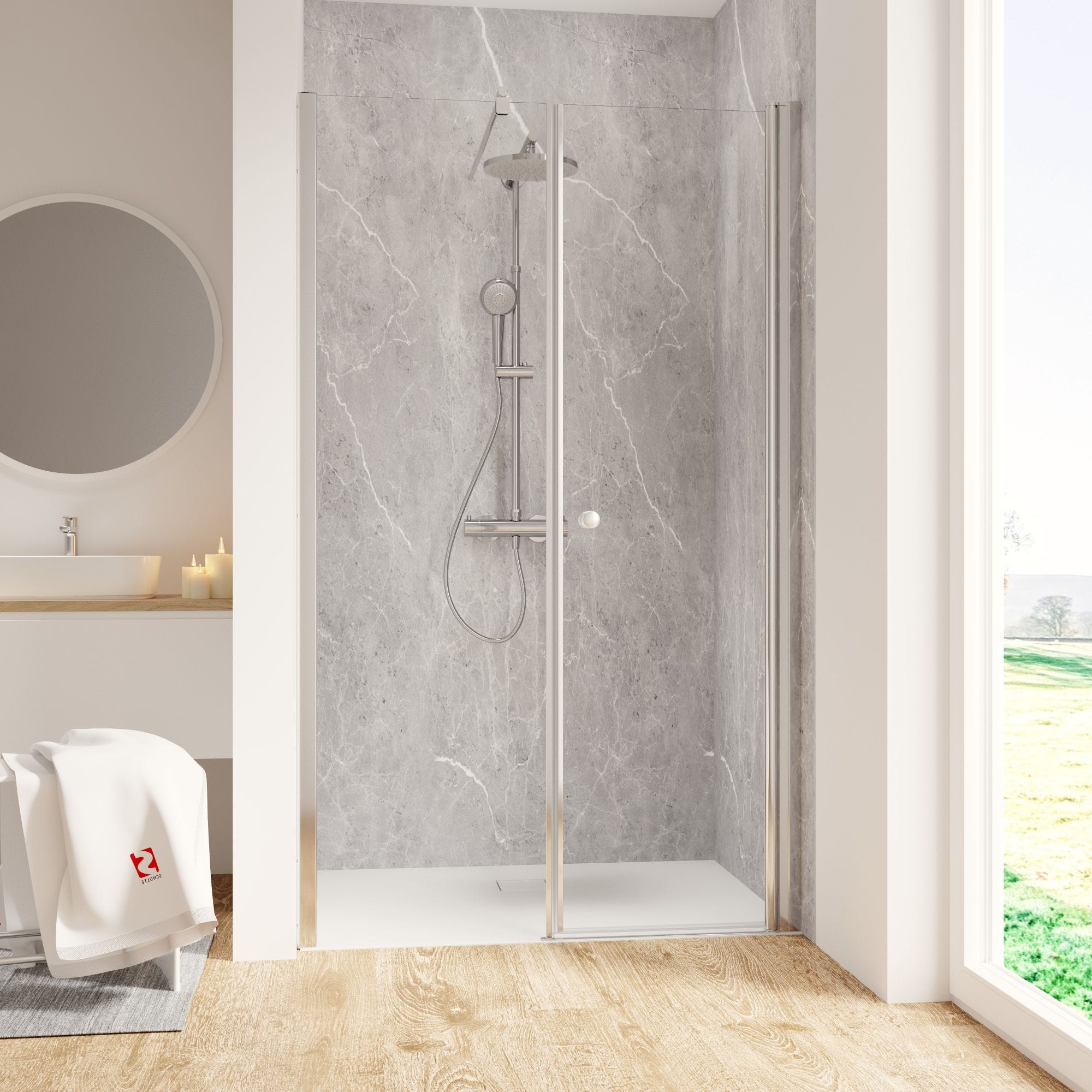 Schulte Porte de douche pivotante, verre 6 mm, profilé aspect chromé, Garant, 120 x 200 cm, ouverture vers la droite 0