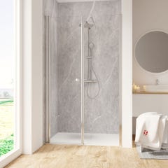 Schulte Porte de douche pivotante, verre 6 mm, profilé aspect chromé, Garant, anticalcaire 120 x 200 cm, ouverture vers la gauche
