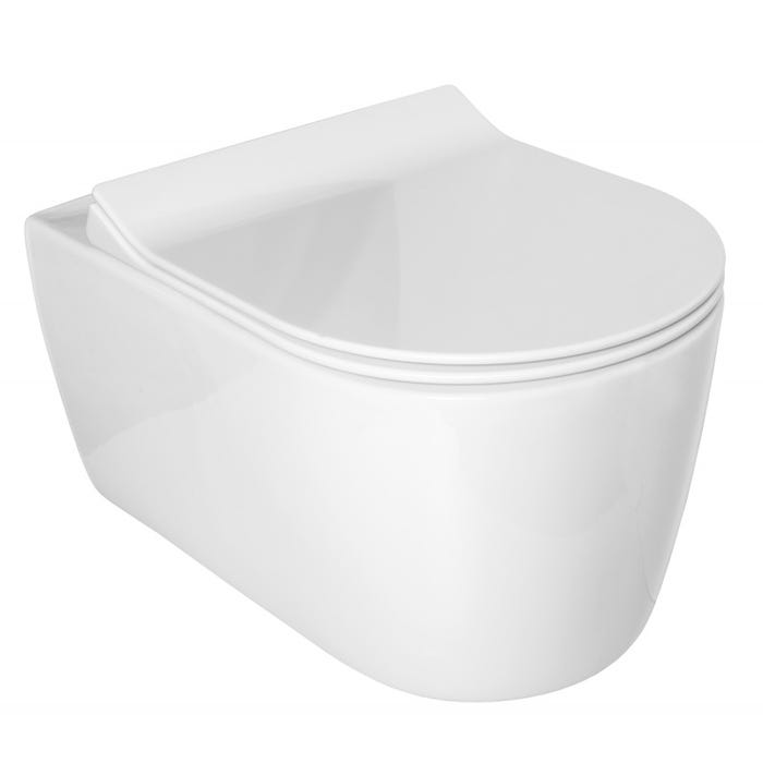 Grohe Pack WC Bâti autoportant avec Cuvette Alfa rimless fixations invisibles + Abattant softclose + Plaque blanche (ProjectAlfa-4) 1