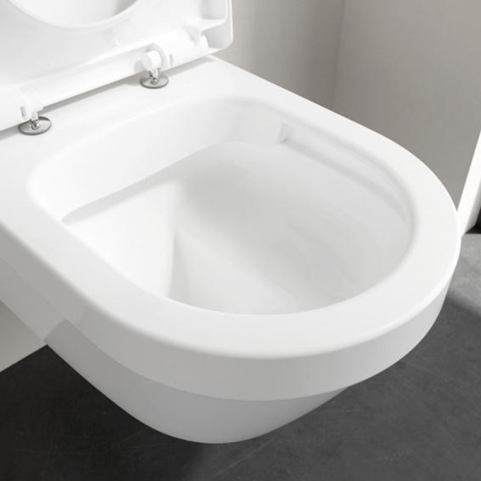 Villeroy & Boch Architectura Cuvette sans bride à fond creux, fixations invisibles, abattant de WC Slim, SoftClose, blanc (4694R001-Slim) 1
