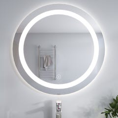 SIRHONA Miroir de salle de bain avec LED lumineux,contrôle de contact,désembuage,80x80cm 0