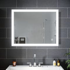 SIRHONA Miroir de salle de bain avec lumière LED, contrôle de contact,désembuage,placement horizontal et vertical,90x70cm 0