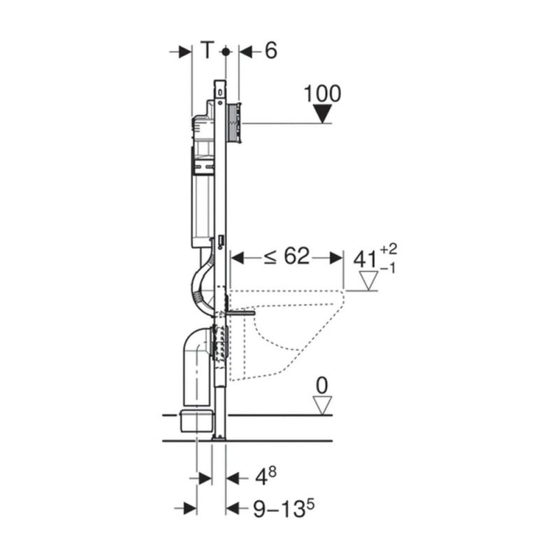 Geberit Duofix bâti-support pour WC suspendu, 112 cm, réservoir encastré Sigma 12 cm, à installer entre parois latérales (111.355.00.5) 1