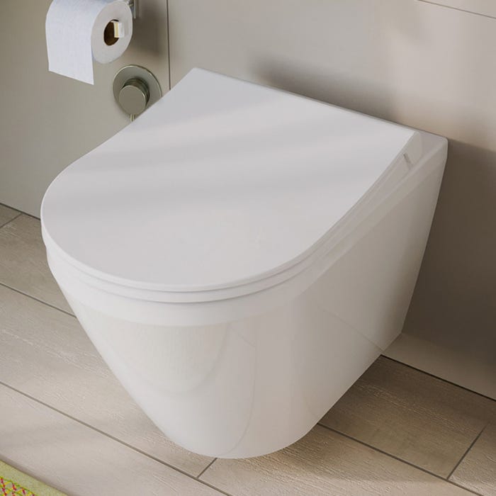 Pack Bati-support Geberit Duofix 112cm + WC sans bride Vitra Integra + Abattant softclose + Plaque blanche 1