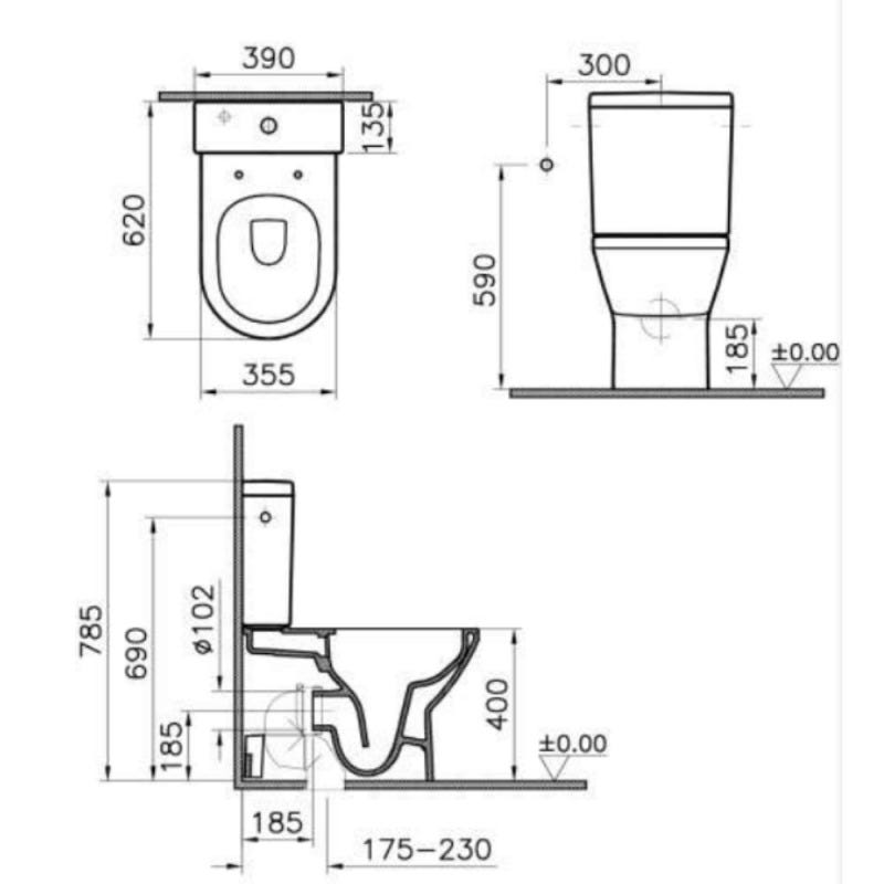 Vitra Integra Pack WC à poser sans bride avec abattant frein de chute et réservoir, Blanc (9859-003-7202) 1