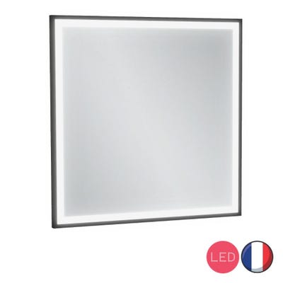 Miroir carré Allure 60x60 avec éclairage, finition laqué Noir satiné Jacob Delafon 0
