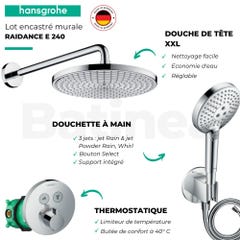 Mitigeur douche encastrable thermostatique HANSGROHE + Douche de tête Raidance S, Design rond 3