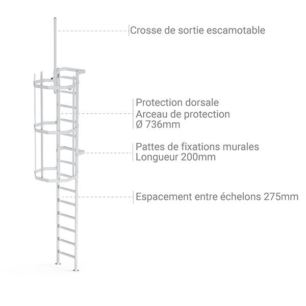 Echelle crinoline - Hauteur de bâtiment 6.00m - CS/SD-600 1
