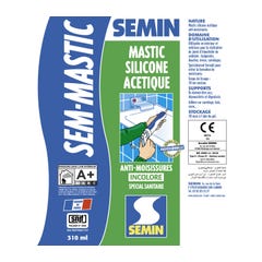 Lot de 3 silicones acétique sanitaire incolore pour les joints d'étanchéité anti moisissures Semin - intérieur - cartouche de 310 ml 3