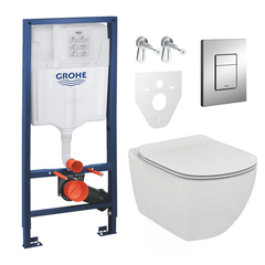 Grohe Pack WC Rapid SL GROHE + WC Ideal Standard Tesi Aquablade rimless + Plaque Chrome mat (GROHEAQUA-SET) 0