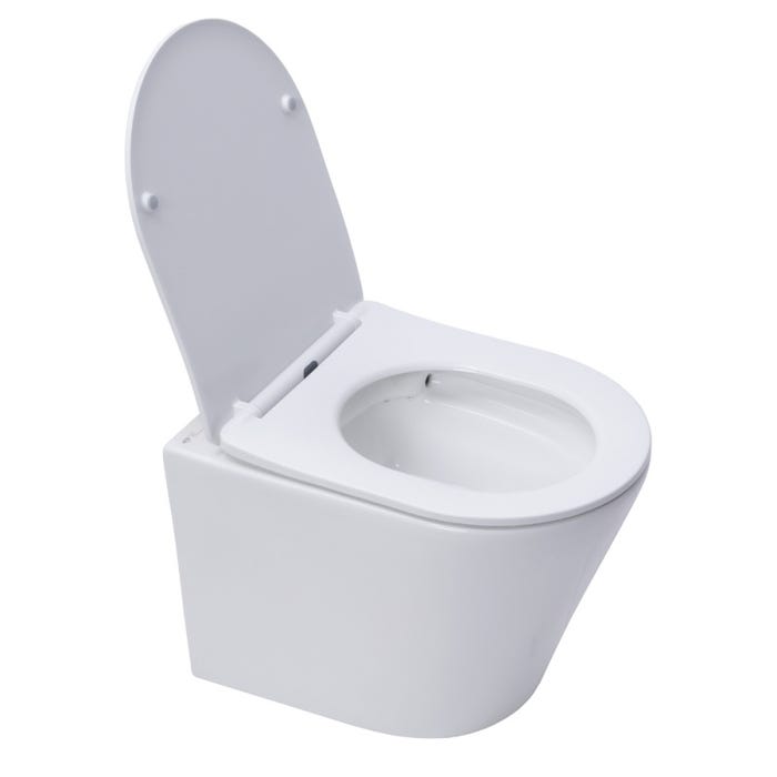 Grohe Pack WC Bâti autoportant + WC sans bride SAT + Abattant frein de chute + Plaque Blanc Alpin (ProjectInfinitio-4) 1
