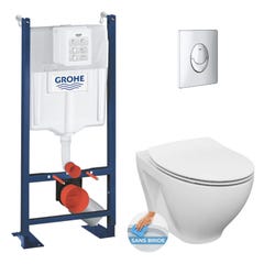 Grohe Pack WC Bâti autoportant Rapid SL + WC sans bride Cersanit + Abattant softclose + Plaque chrome (ProjectDormo-2) 0