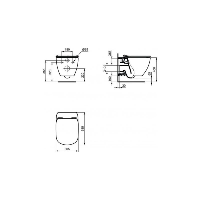 Pack WC Bati-support Geberit extra-plat UP720 + WC Ideal Standard Tesi Aquablade + Abattant softclose + Plaque Blanc/Chrome 4