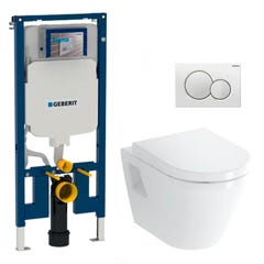 Pack WC Bati-support Geberit UP720 extra-plat + WC Vitra Integra + Abattant en Duroplast + Plaque blanche 0