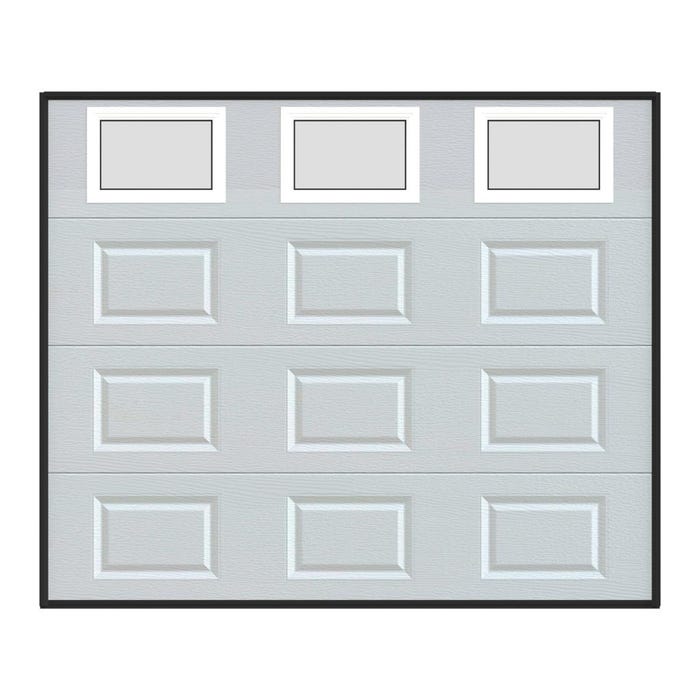 Porte de garage sectionnelle à cassette blanc avec fenêtres avec moteur Somfy L254 x H218 cm - CAOPAS 1