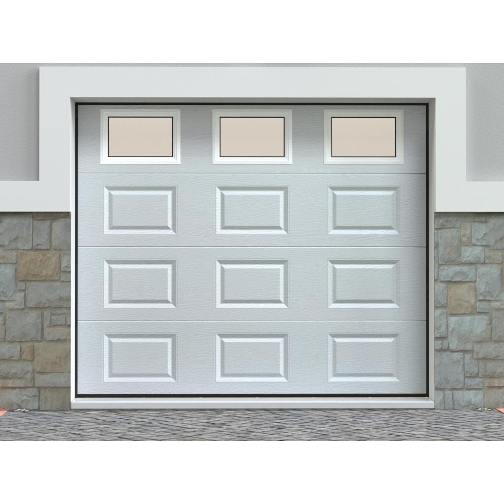 Porte de garage sectionnelle à cassette blanc avec fenêtres avec moteur Somfy L254 x H218 cm - CAOPAS 0