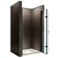 MONABLACK Porte de douche pliante H 195 cm noir largeur réglable de 80 à 84 cm verre 6 mm transparent 2