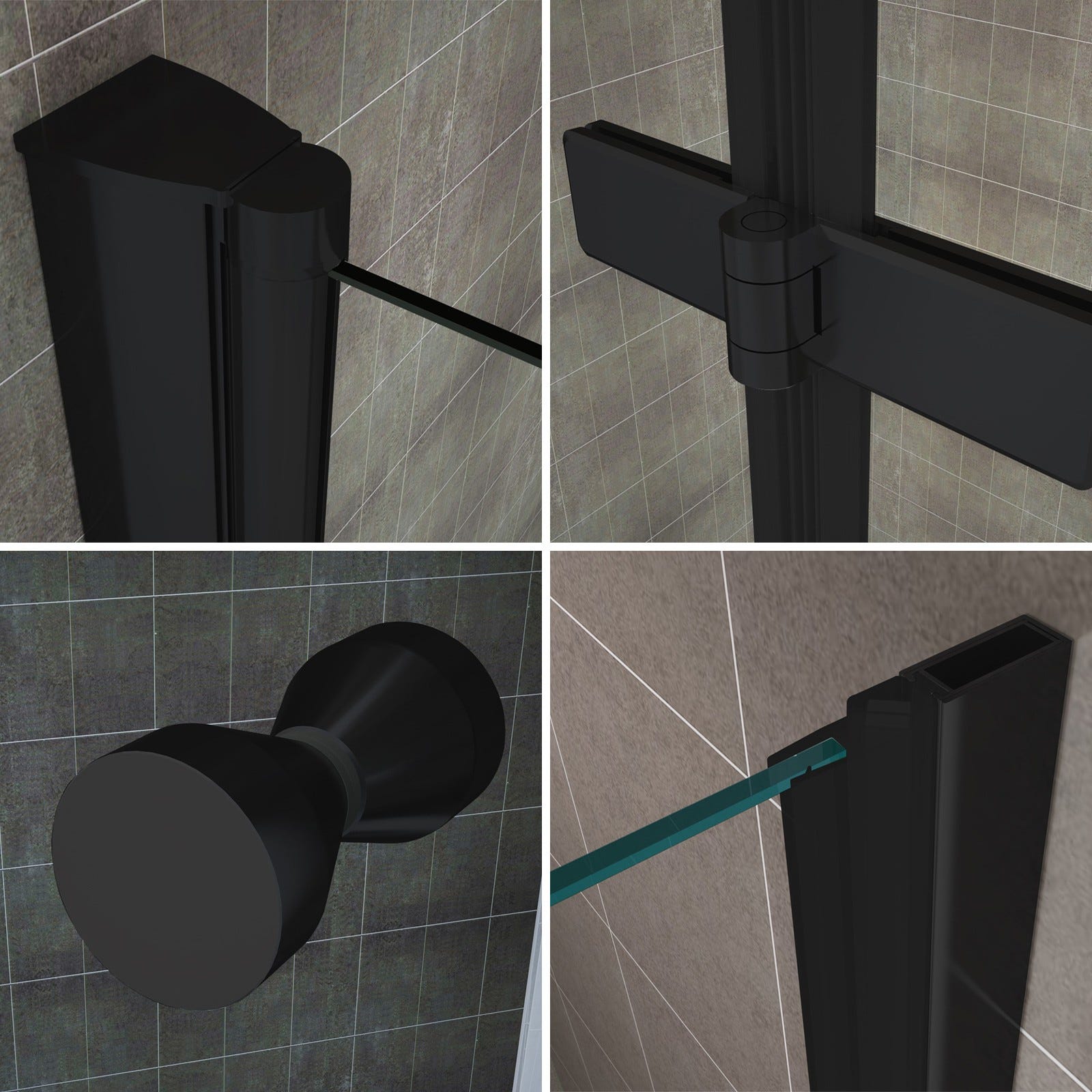 MONABLACK Porte de douche pliante H 195 cm noir largeur réglable de 68 à 72 cm verre 6 mm transparent 4