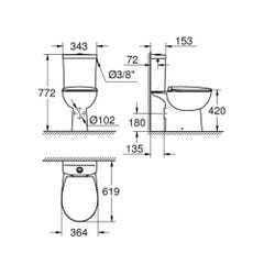 WC à poser sans bride GROHE Bau Ceramic Quickfix avec abattant frein de chute declipsable + nettoyant 2