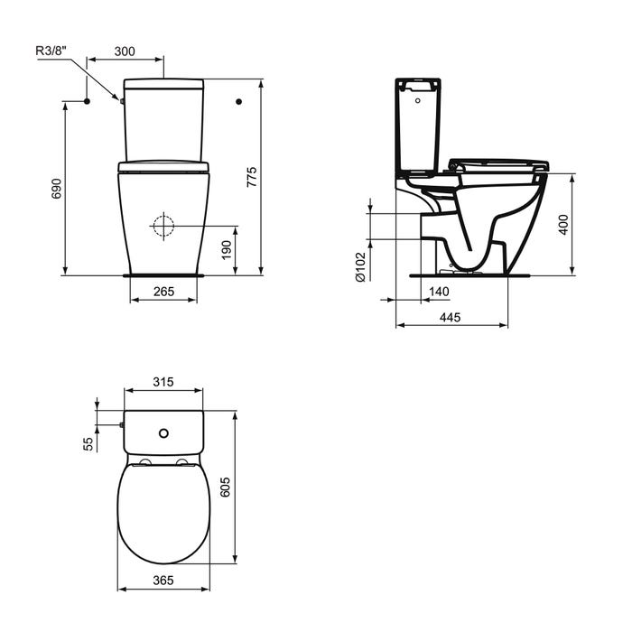 WC à poser angle Ideal Standard Connect space avec abattant + nettoyant 1