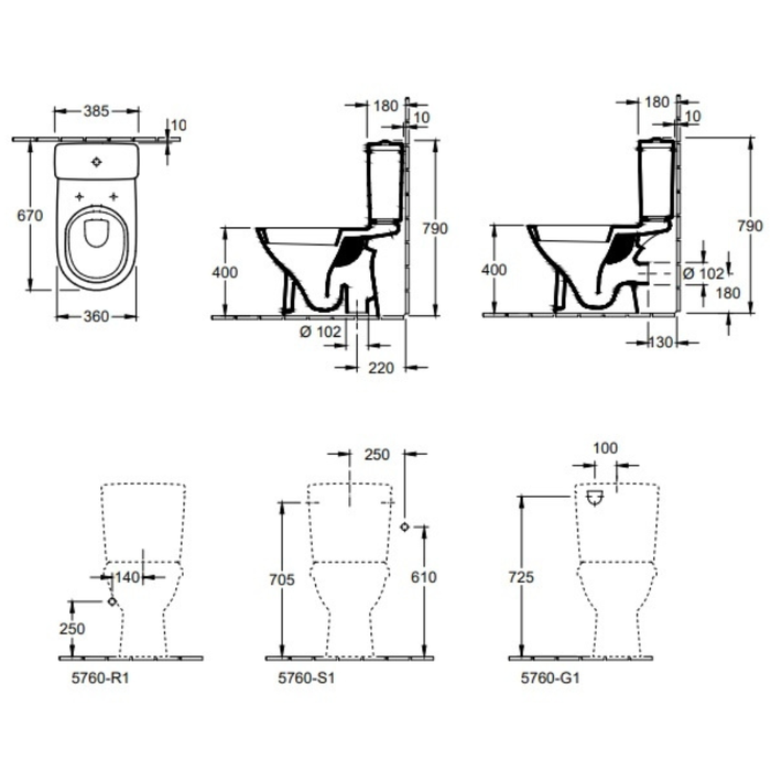 WC à poser sortie verticale VILLEROY ET BOCH O.novo avec abattant + nettoyant 3