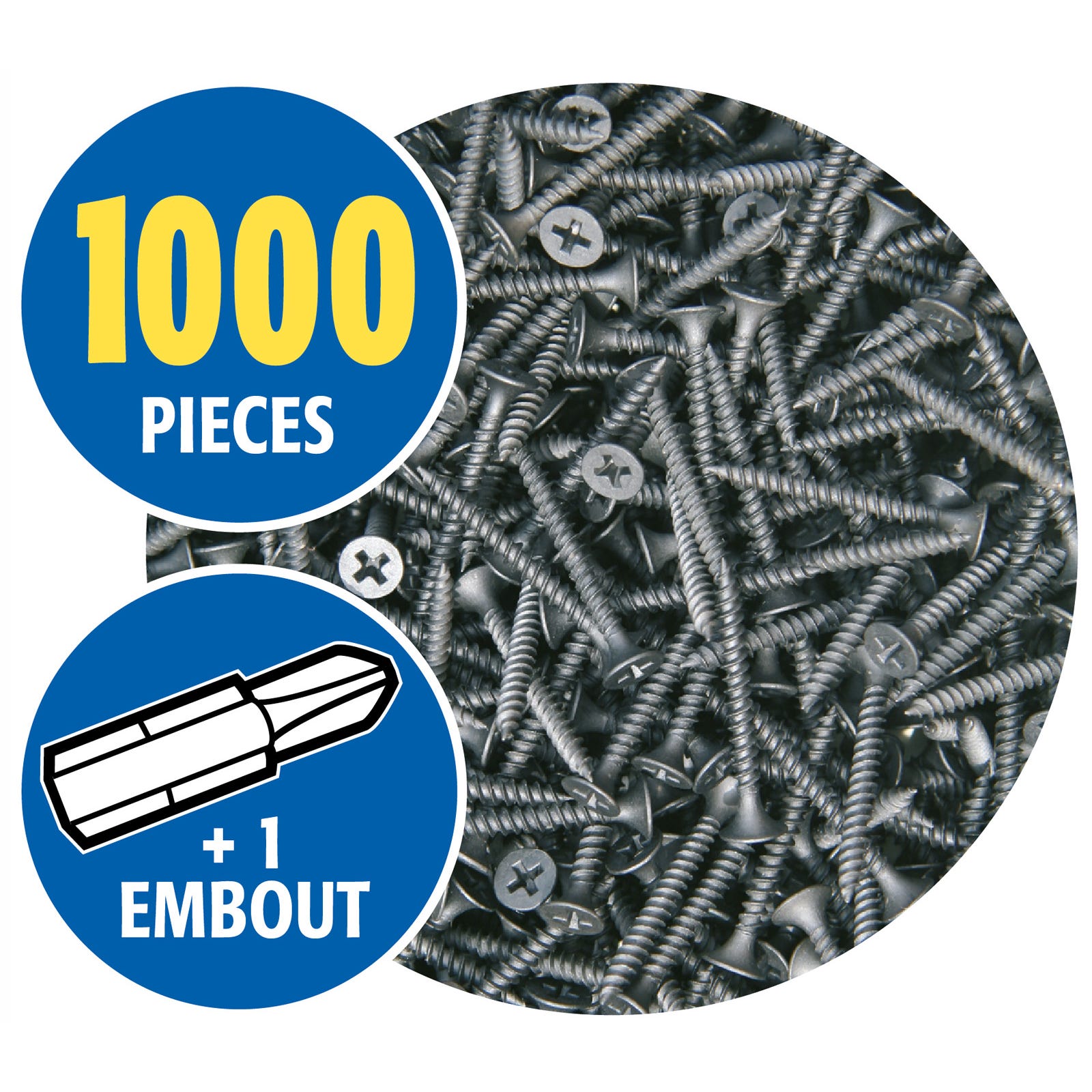 Lot de 2 x 1000 vis auto perceuse Semin pour la fixation des plaques de plâtre sur l'ossature - intérieur - 25 mm x 3.5 mm 5