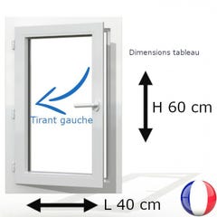 Fenêtre PVC 1 vantail H 60 x L 40 cm OF avec poignée tirant gauche 0
