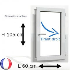 Fenêtre PVC 1 vantail H 105 x L 60 cm OF avec poignée tirant droit 0