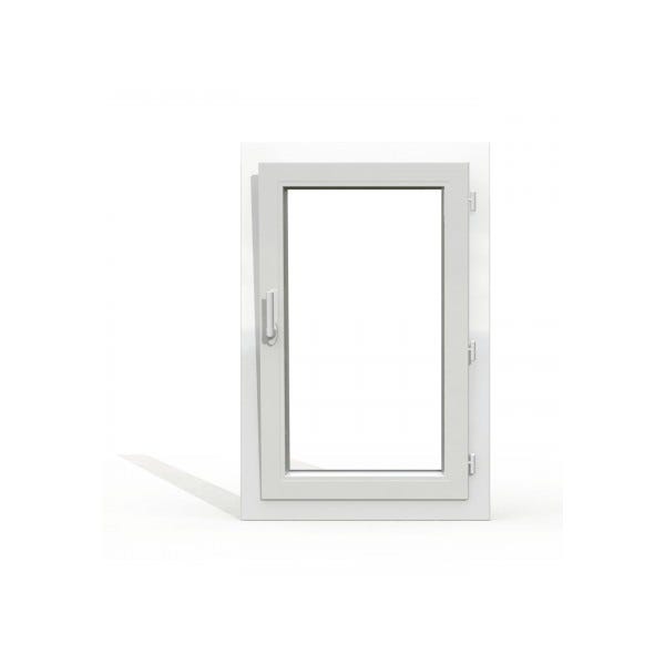 Fenêtre PVC 1 vantail H 115 x L 80 cm OB avec poignée tirant droit 1