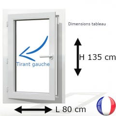 Fenêtre PVC 1 vantail H 135 x L 80 cm OF avec poignée tirant gauche 0